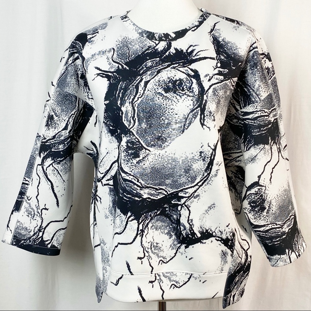Basic House Black White Pixel Abstract Graphic Print Scuba Sweatshirt